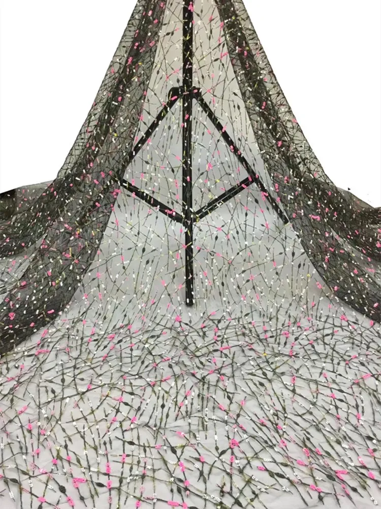 Высококачественное французское Тюлевое кружево свежая и Элегантная вышивка из