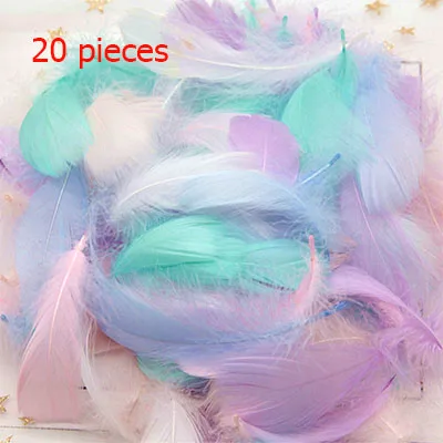 20 pieces Sweet mix Натуральные гусиные перья 8-12 см, цветные перья лебедя, шлейф для украшения дома, Рукоделие, сделай сам, украшения для ювелирных изделий, 100 шт - Цвет: 20 pieces Sweet mix