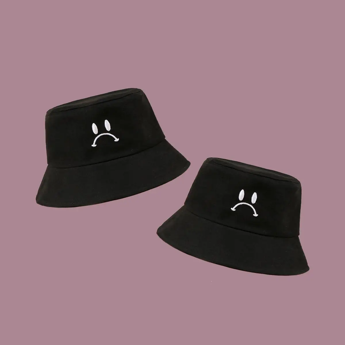 

The new style unhappy embroidery Bucket Hat Fisherman Hat outdoor travel hat Sun Cap Hats for Men and Women 29