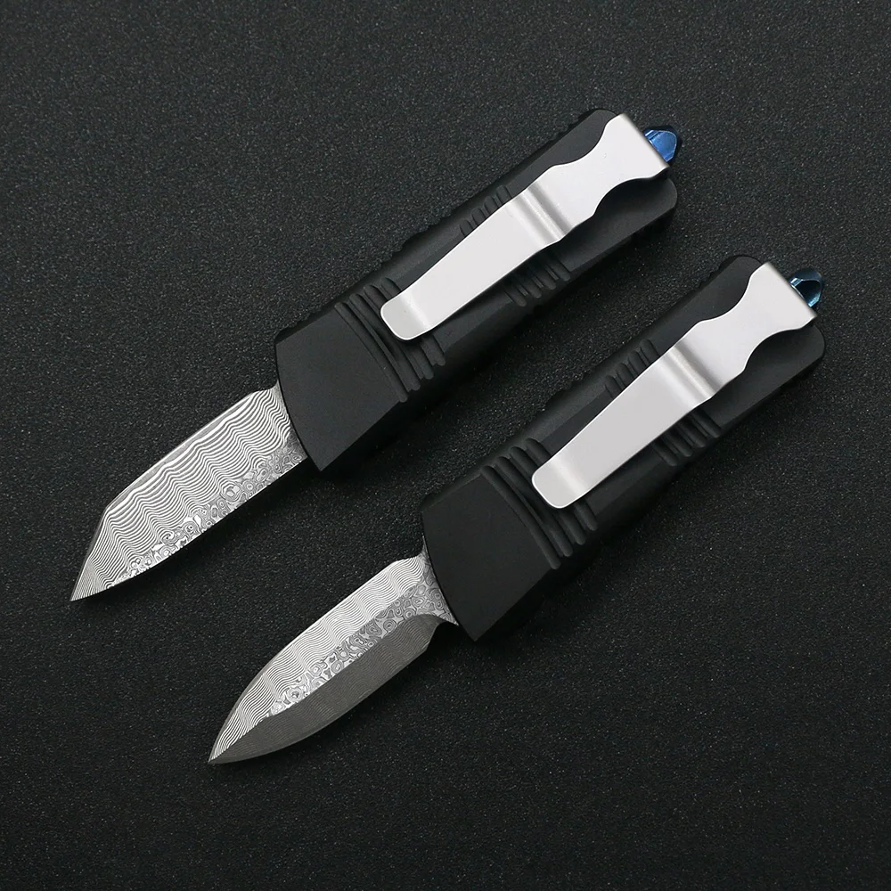 SF мини походный OTF портативный нож дамасское лезвие авиационный алюминий CNC