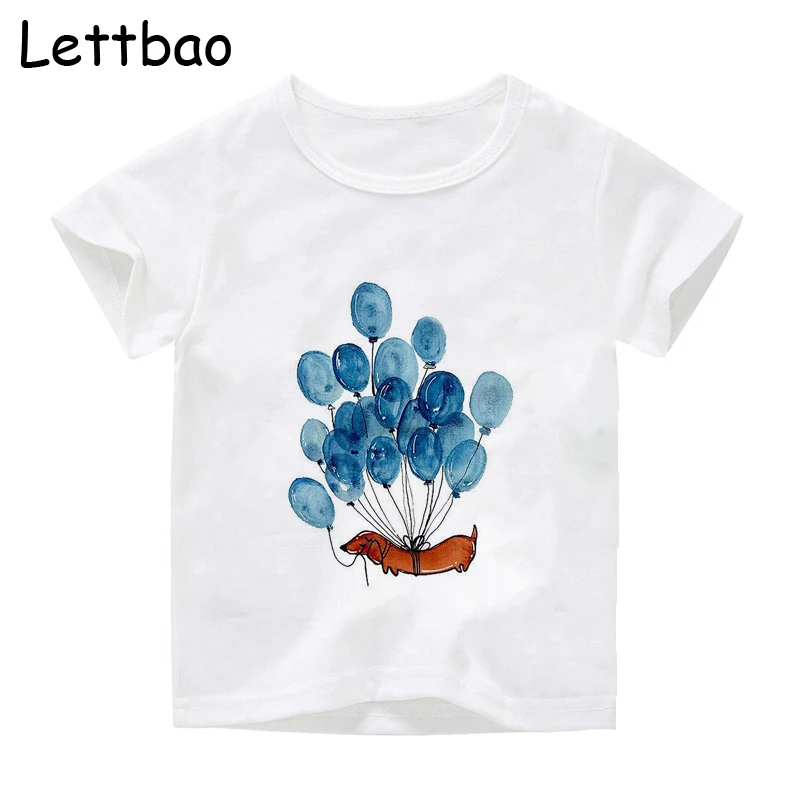 Футболка с таксой Мопсом Детская Новая летняя повседневная детская рубашка