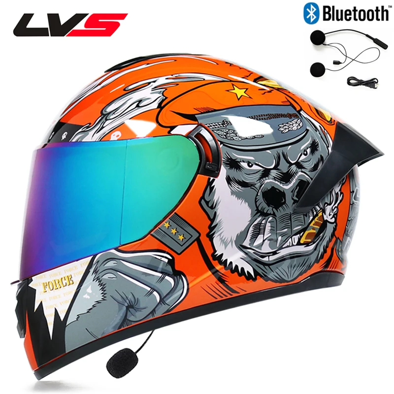 Bluetooth мотоциклетный шлем Полный мотоциклетный шлем с двойными линзами DOT Capacete da motocicleta - Цвет: 13