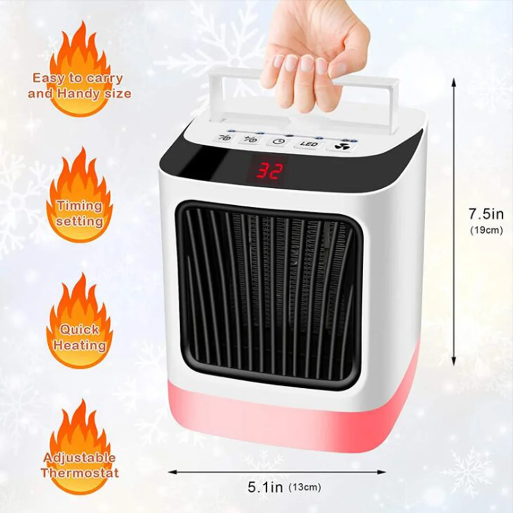 

Electric Fan Heater Desk Portable Mini Heater Desktop Heating Warm Air Home Office Wall Handy Air Heater Bathroom Radiator