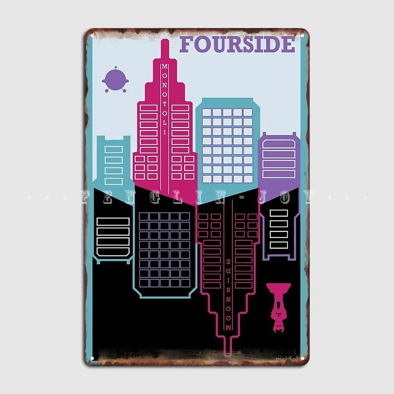 Четырехсторонний плакат металлический с надписью на земле таблички Клубные