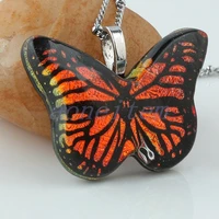 orange red coloured glaze butterfly pendant nostalgic style jewerly for women necklace retro style