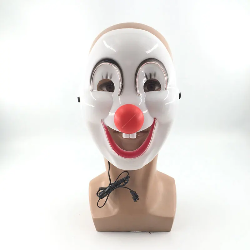 Светодиодная маска клоуна с красной розой светящаяся улыбающаяся для