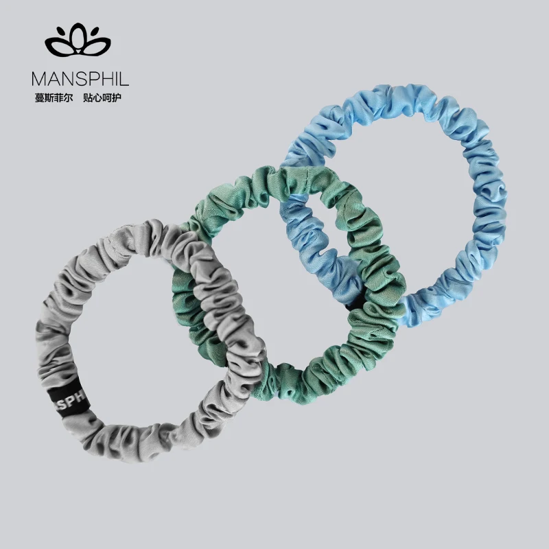 MANSPHIL 100 Pure Mulberry Silk Scrunchies Elastic Hair Tie For Women hair hoop pig intestine holder | Bands