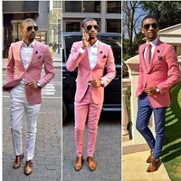custom made pink fashion men suit cheap groom suits mens groomsmen slim fit best man suits prom groom tuxedos jacketpant