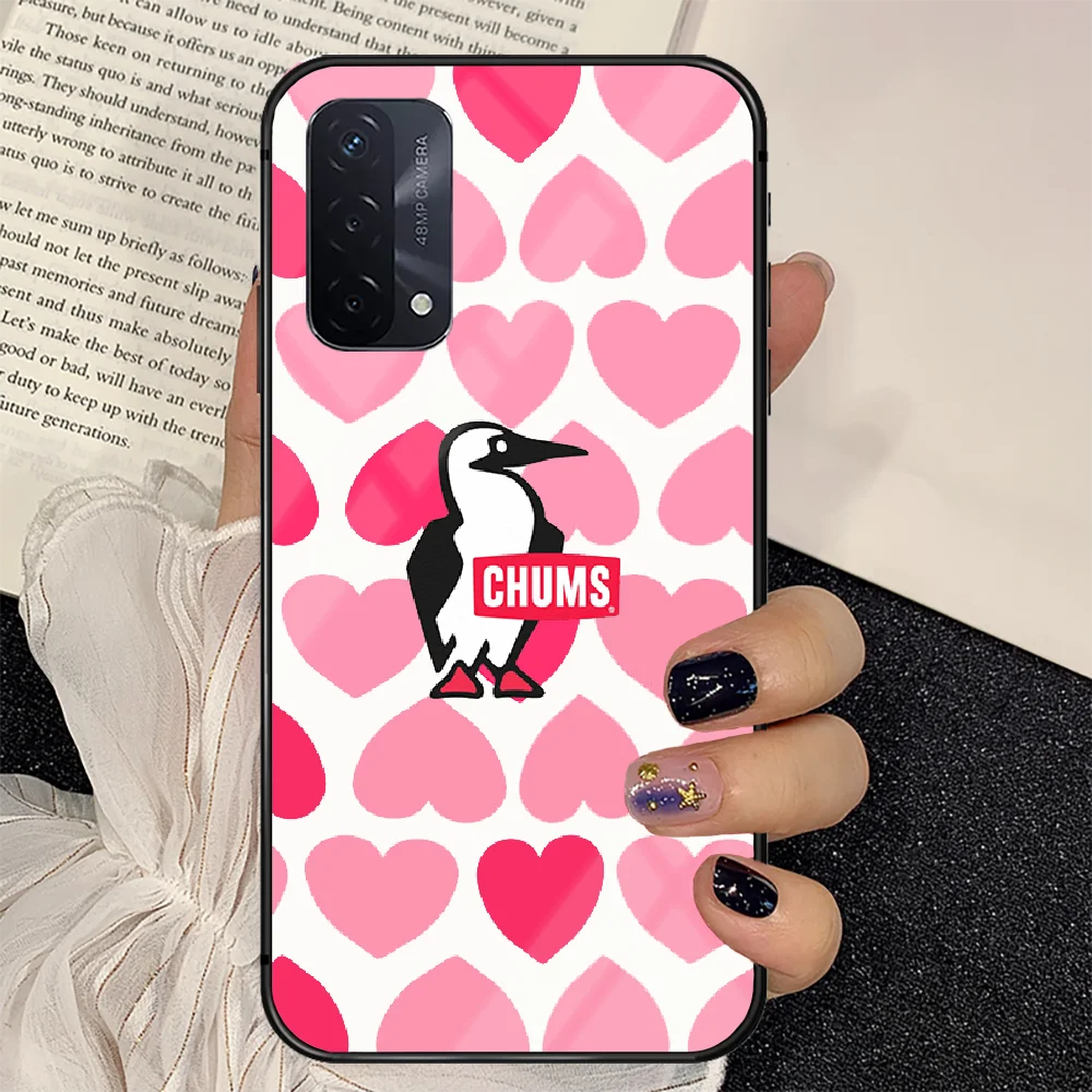 

Fashion CHUMS Brand Phone Tempered Glass Case Cover For oppo realme find a x c xt gt 2 53 3 6 7 50 11 i Pro 4g 5g Fashion Black