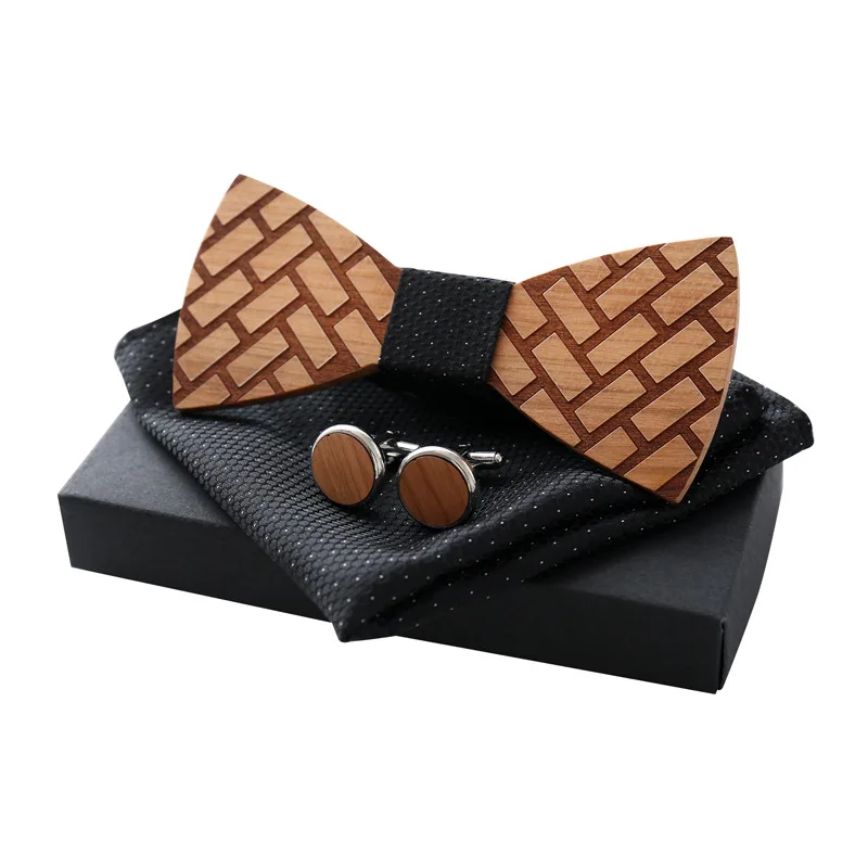 YUNCLOS Мужской деревянный галстук-бабочка галстук костюм из трех предметов модный