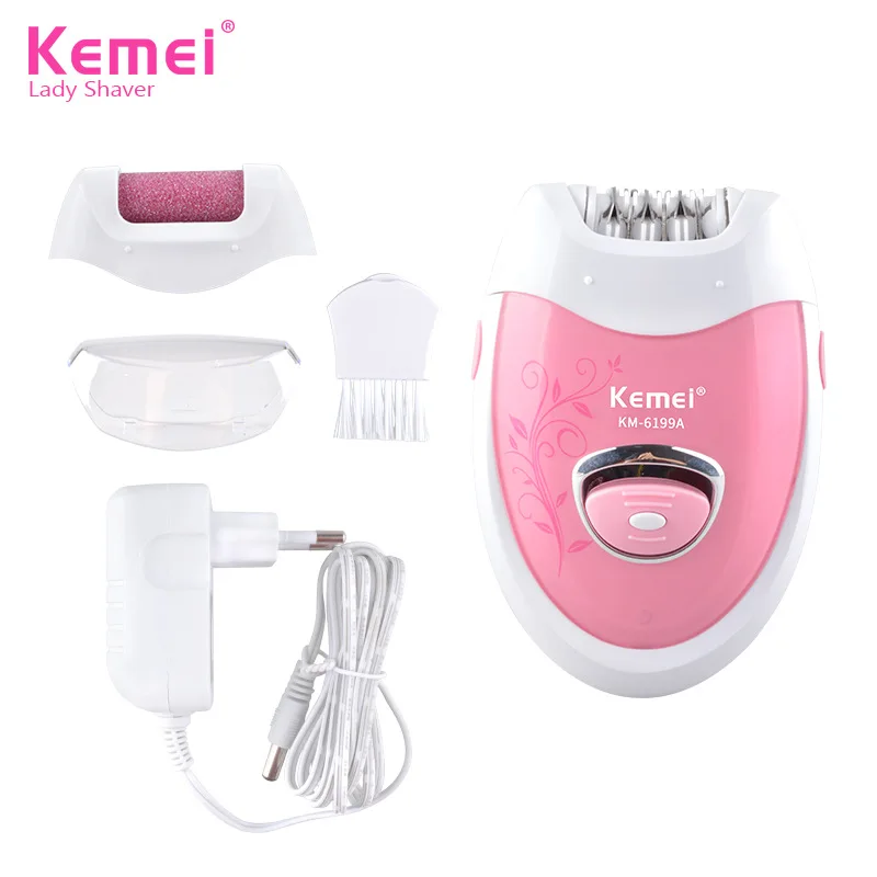 

Kemei 2 In 1 Rechargeable Electric Epilator lady's Grinding Feet Device Bikini Trimmer Professional Female Care Shave D40