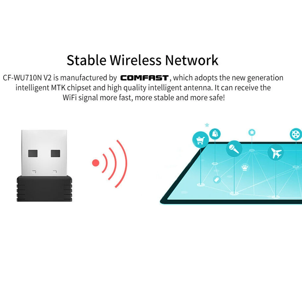 Мини Wifi адаптер Портативный USB WiFi WLAN 150 Мбит/с беспроводная сетевая карта с