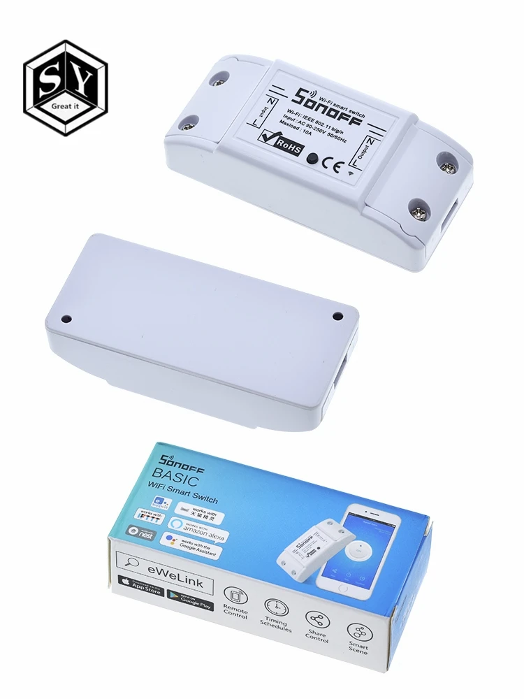 Itead Sonoff умный Wifi переключатель DIY умный беспроводной пульт дистанционного управления Domotica Wifi светильник переключатель умный дом контроллер работа с Alexa