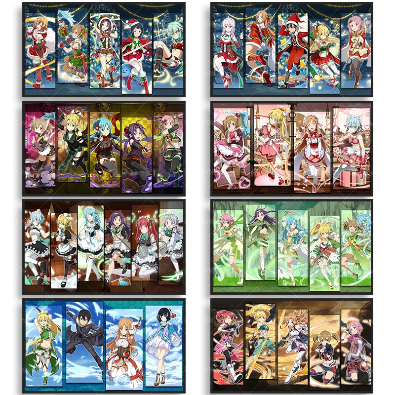 

Japanese Anime Sword Art Online Poster Anime Character Santa Claus Decorative Art Canvas Painting Modern Home Decoration Mural