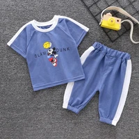 childrens suit disney mickey mouse summer short sleeved baby clothes sports and leisure top trousers kids two piece set kawaii