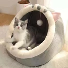 Кошачий наполнитель со съемным и моющимся рандомным полузакрытым ковриком, сохраняет тепло в любое время года