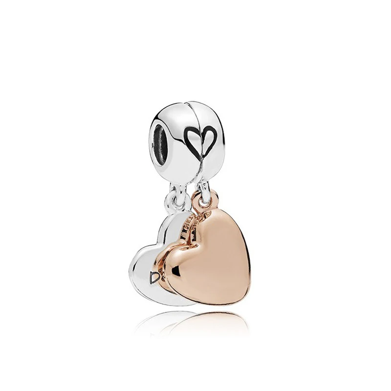 

Double Hearts Pendant Fit Original Pan Charms Bracelet Letter Like Mother Daughter Heart Bead DIY Jewelry for Women Mom Gift