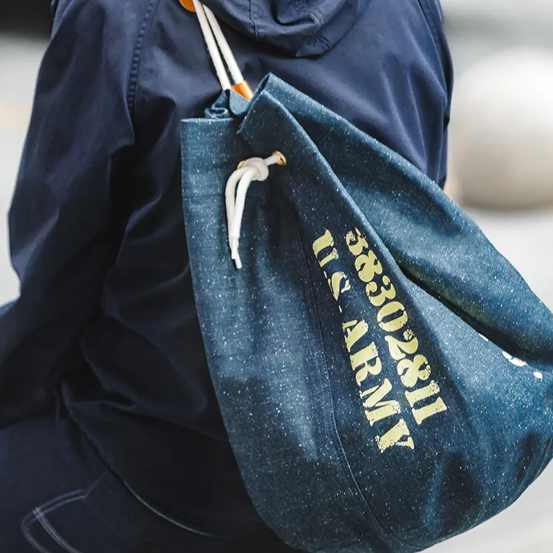 Мужская и женская джинсовая сумка мешок Maden через плечо для баскетбола футбола