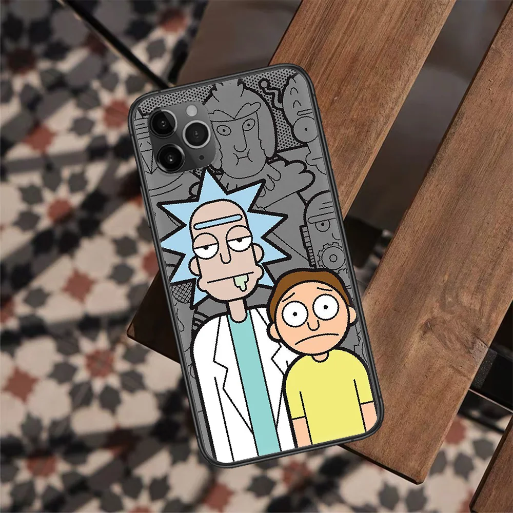 

Ricks Cute Mortys Phone Case For Iphone 12 Mini 11 PRO XR X XS MAX 6 6s 7 8 Plus 4 5 5s SE 2020 black Funda Luxury Bumper Soft