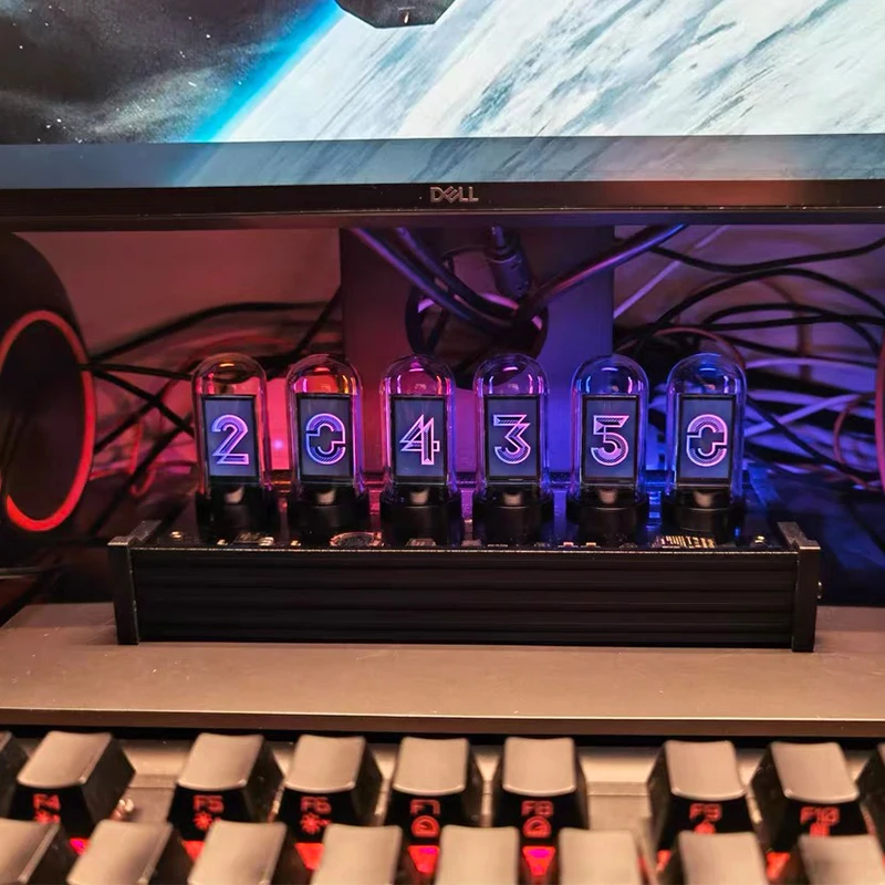

EleksMaker IPS 6-битные светящиеся аналоговые часы Nixie Tube Elekstube настольные Креативные украшения цифровые часы