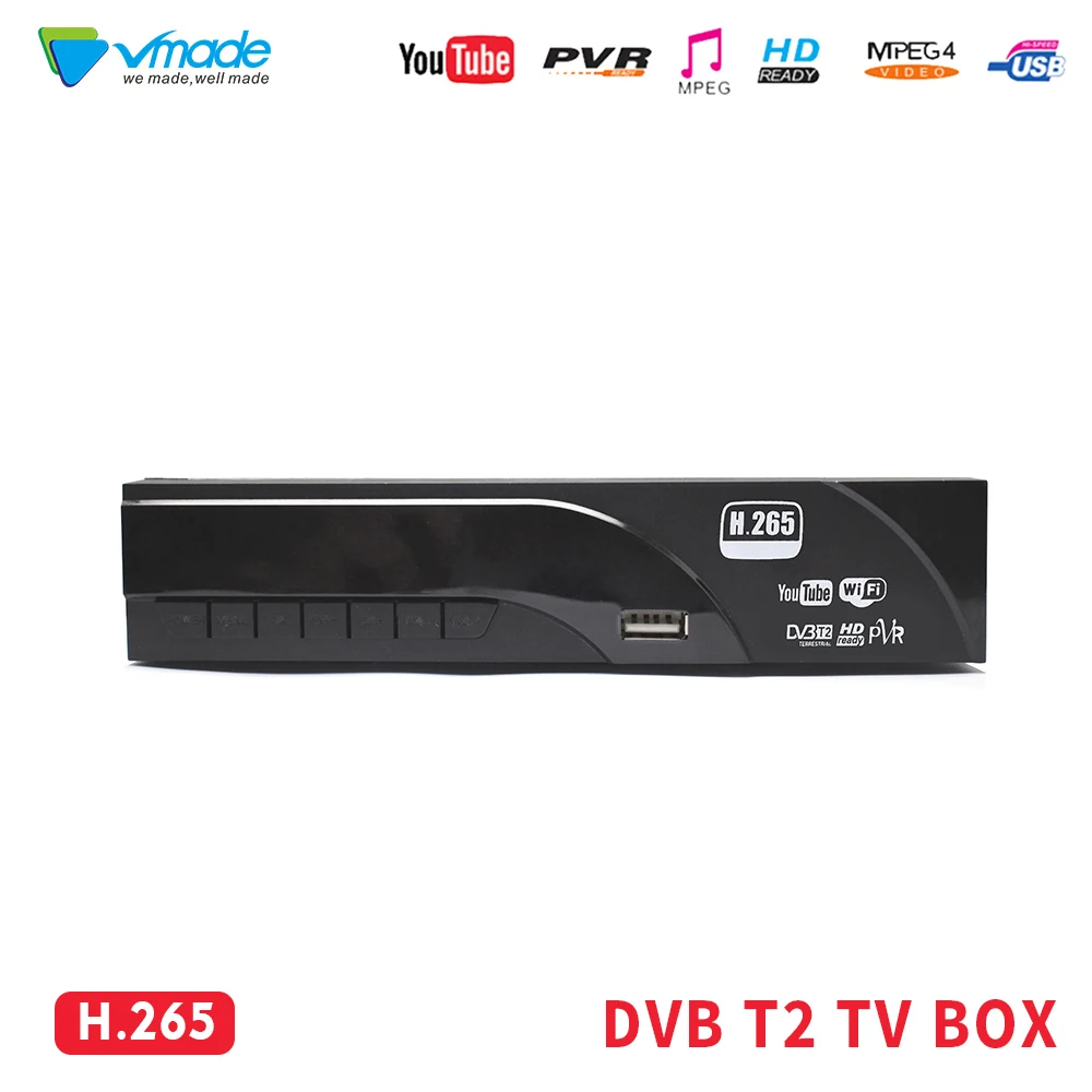 Vmade DVB T2 full HD 1080P высокозащитный цифровой наземный приемник H.265 HEVC MPEG-4 USB 2 0 порт