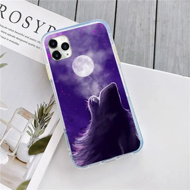 

Moon night roaring wolf high quality Phone Case coque shell for iPhone 11 12 pro XS MAX 8 7 6 6S Plus X 5S SE 2020 XR