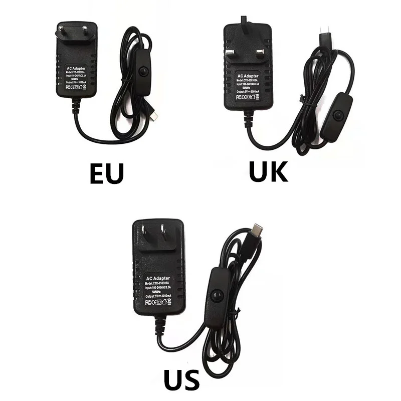 Для Raspberry pi 4 DC 5 V 3A кнопка переключения питания адаптер Micro USB порт в вольт для