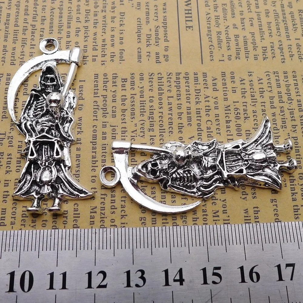 

20pcs Grim Reaper Charms 22mm x 56mm DIY Jewelry Making Pendant Antique Silver Color
