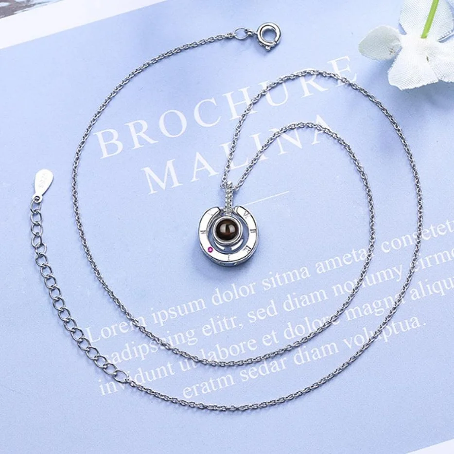 

Women's Projection stone zircon Pendant Necklace Fashionable jewelry 925 Silver rose gold Pendant Necklace