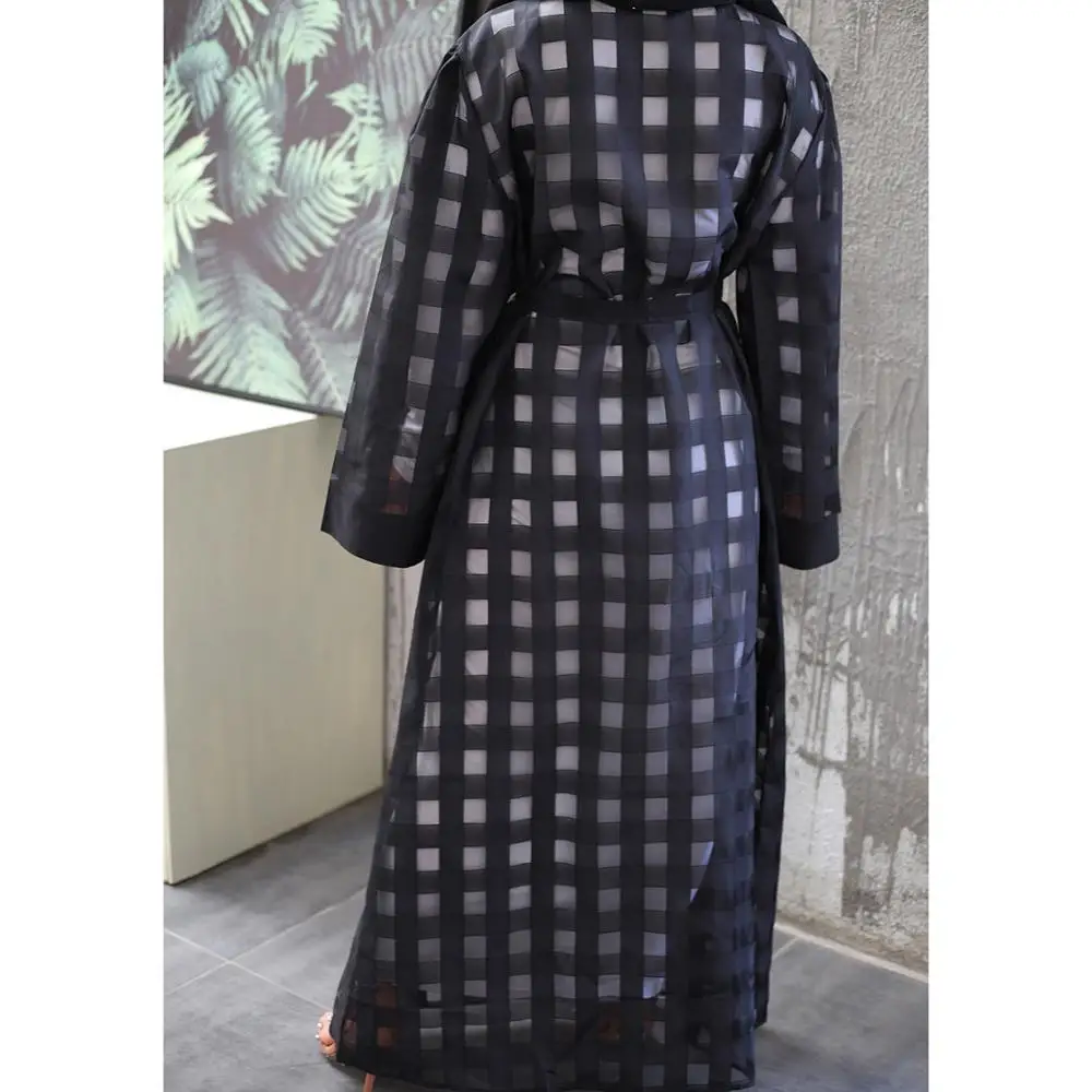 Женское кимоно в черную клетку с длинным рукавом | Тематическая одежда и униформа