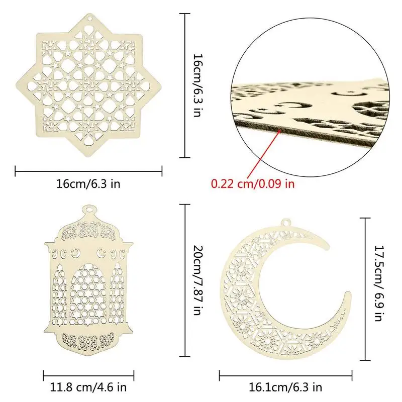 Рамадан ИД Мубарак деревянное ремесло Луна украшение для дома подвесной