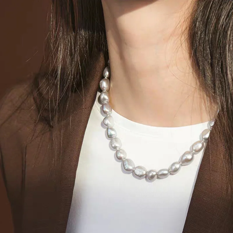 ASHIQI барокко натуральный пресноводный жемчуг ювелирные наборы Настоящее