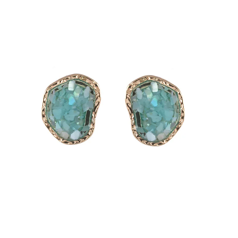 

Trendy Irregular Temperament Small Earrings Female Japan and South Korea Super Fairy Blue Shaped Shell Earrings Female