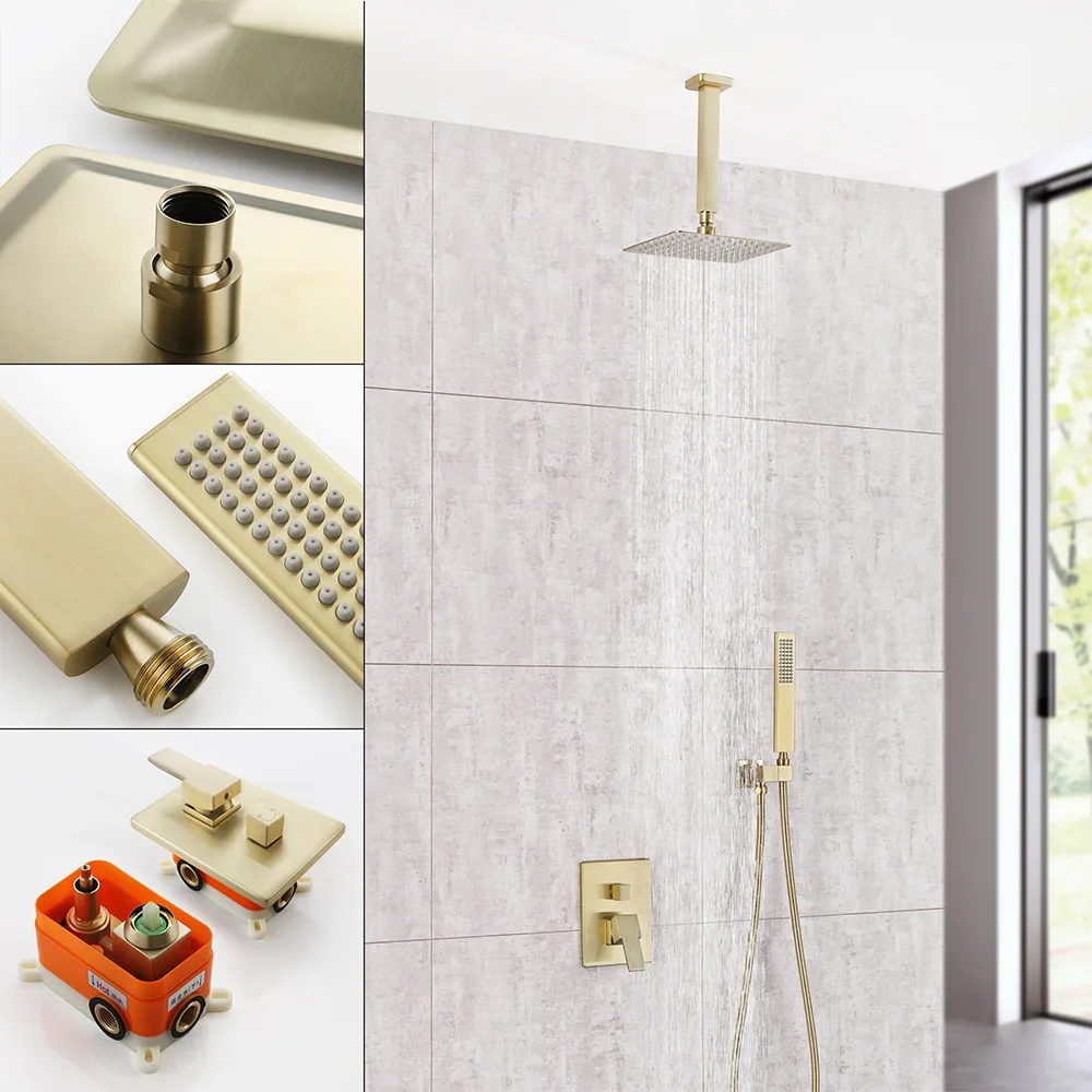 Золотой Матовый дождевой Душ 8 дюймов ультра тонкий Showe кран наборы горячей