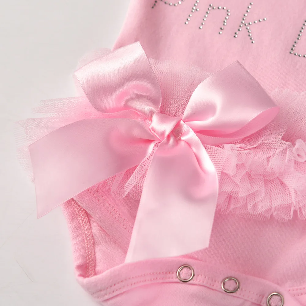 Милый боди для новорожденных девочек однотонное розовое и черное платье с