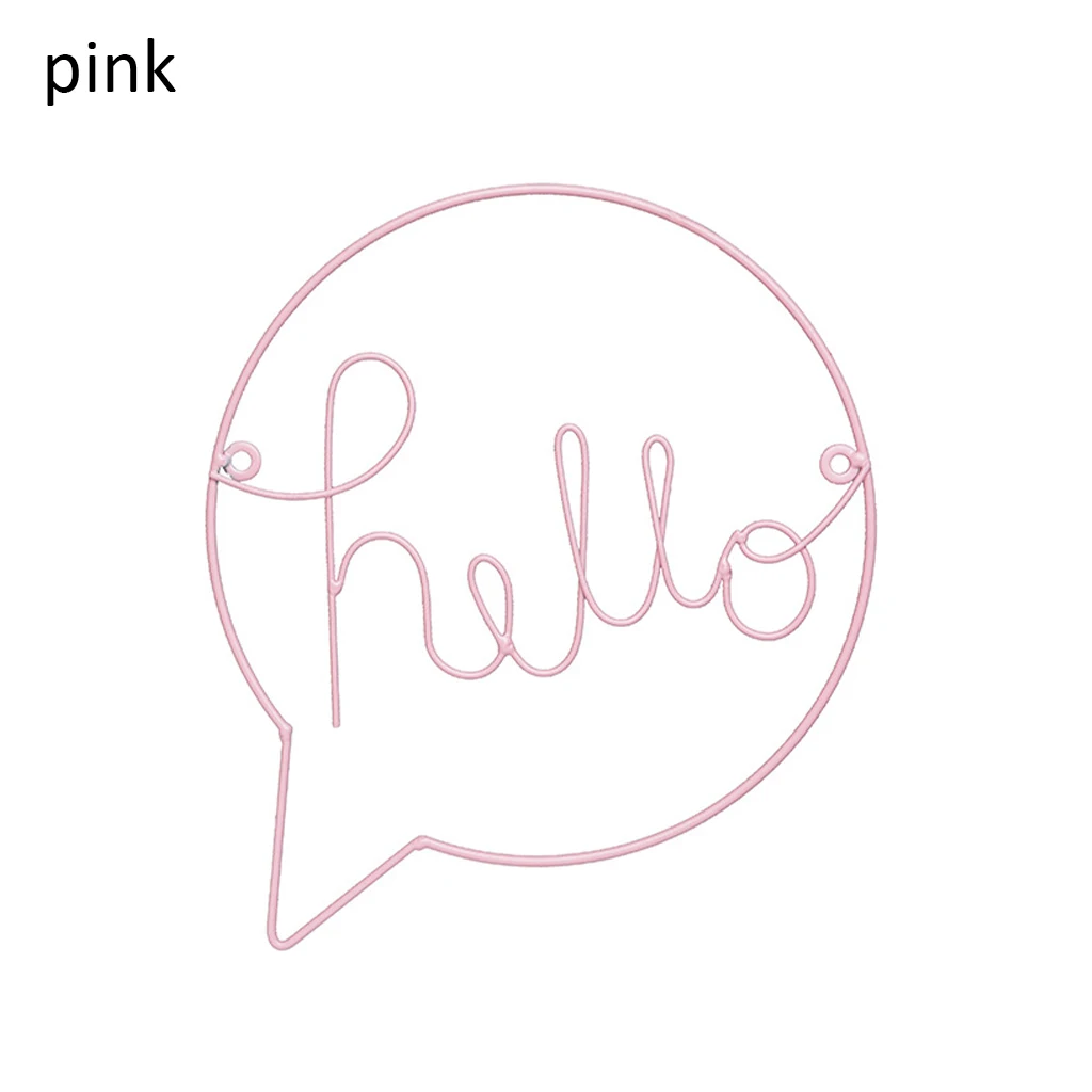 Розовый Hello Letters Наклейка на стену для детской комнаты висячие украшения в скандинавском стиле знак коридора Добро Пожаловать Знак стены искусства железные настенные подвесные - Цвет: Розовый
