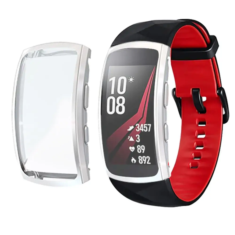 Посеребренный защитный чехол для экрана Samsung Gear Fit 2 Pro из ТПУ с полной защитой от