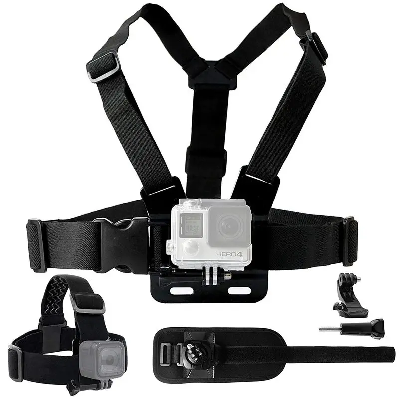 Комплект креплений для Gopro Hero 7 6 5 Black Session 4 черный серебристый + LCD 3 2 1-нагрудное