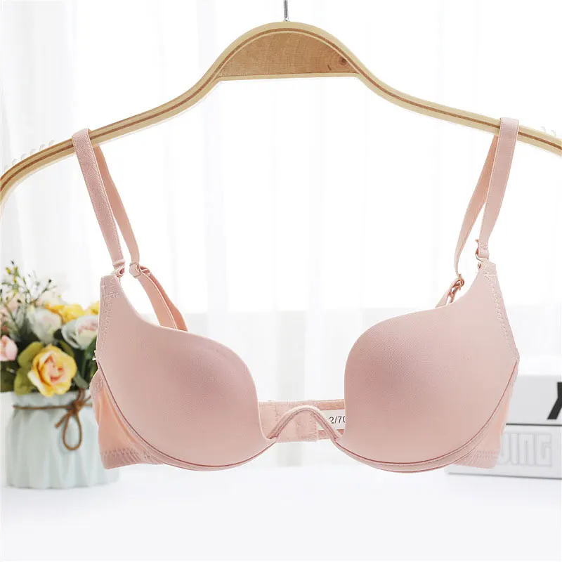 

Newly Women Lingerie Backless Bras Deep U Low Cut Push Up Bra Intimates Female Breathable Bralette 19ing