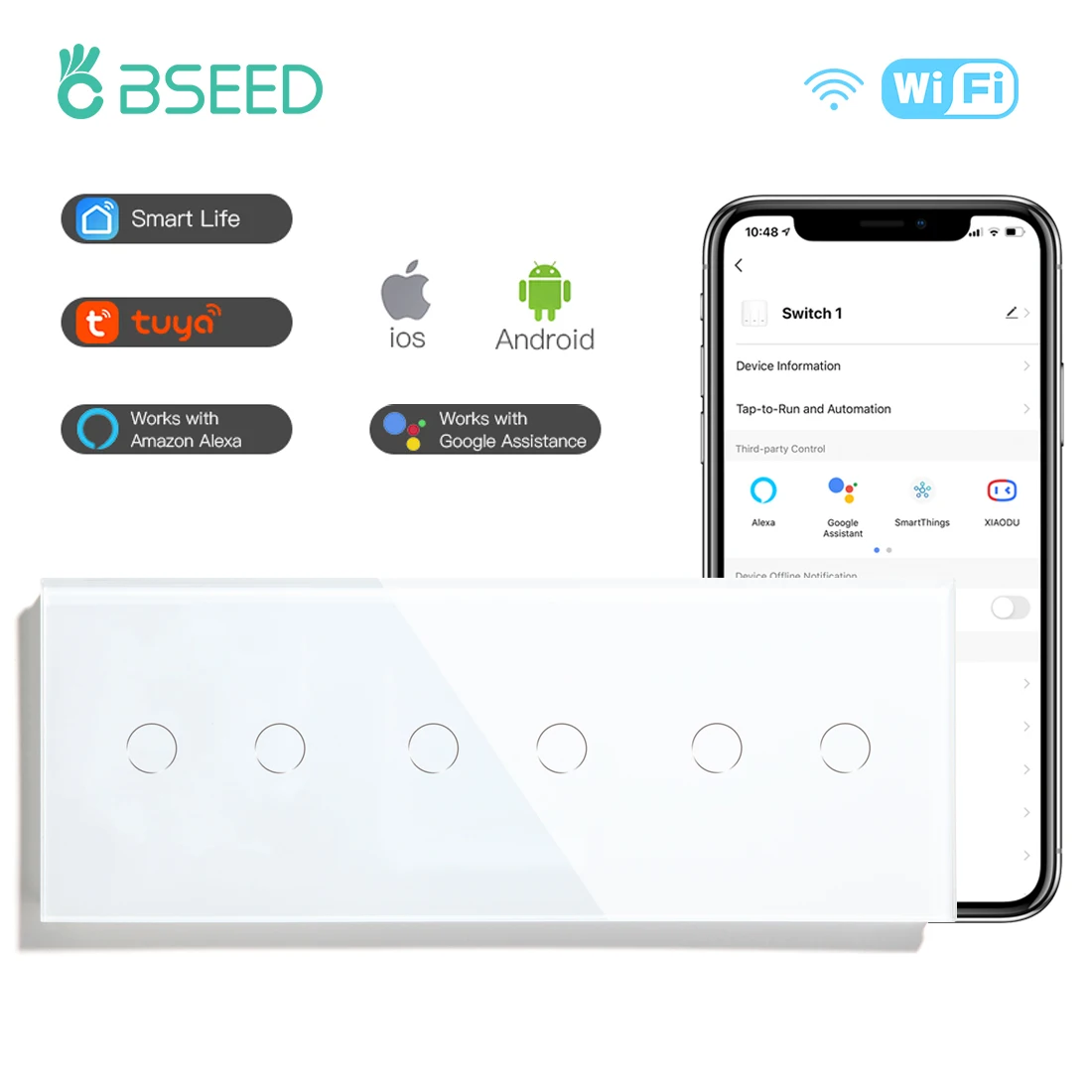 BSEED светильник настенный выключатель Wi Fi стекло переключатели 6 банда 1/2/3/4Way