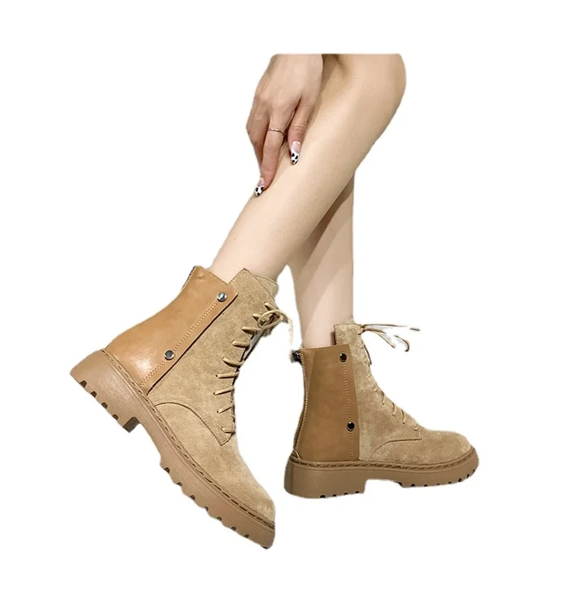 

Новые женские ботинки на флисовой подкладке на весну, осень и зиму в британском стиле женские универсальные модные ботинки