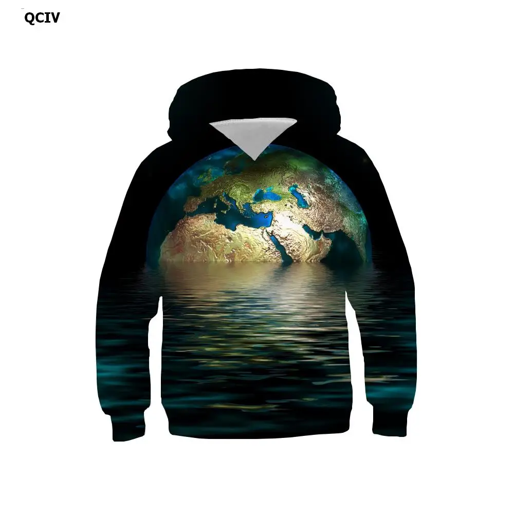 

QCIV Brand Planet Hoodie kids Ocean Hoodie Print Art Hooded Casual Harajuku Hoody Anime Unisex Hip Hop Casual New High Quality