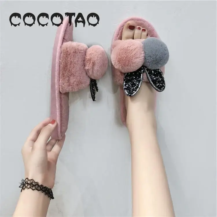 Домашние хлопковые тапочки Женские плюшевые домашние в скандинавском стиле