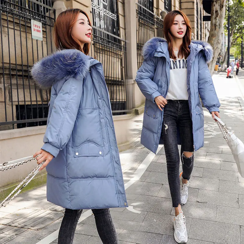 Длинное женское меховое пальто оверсайз с капюшоном зимнее пуховое Толстая