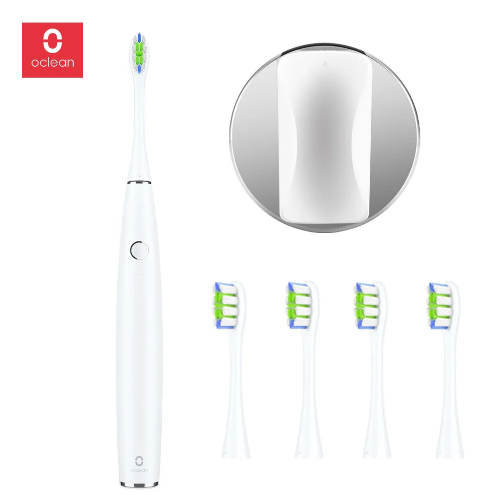 White Set 4Pcs Heads Oclean одна электрическая зубная щетка набор с 4 щетками+ 1 настенный держатель приложение управление перезаряжаемая зубная щетка для дома - Цвет: White Set 4Pcs Heads