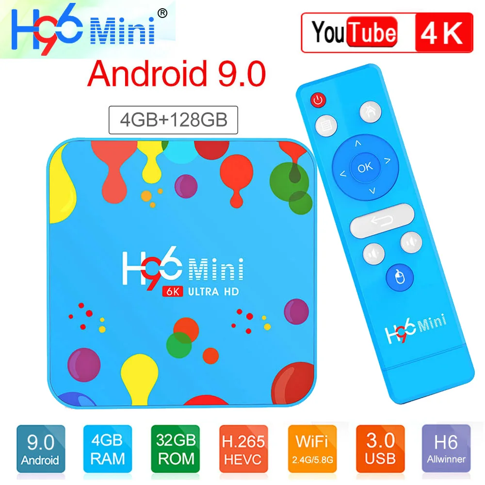 H96 Мини Смарт ТВ коробка Android 9 0 4 Гб RAM 128 ГБ 32 Allwinner H6 четырехъядерный 2 4G + 5G двойной