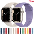 Ремешок силиконовый для Apple Watch Band 7 6 5 4 3 2 se, спортивный браслет, аксессуары для наручных часов 38 мм 42 мм Iwatch 44 мм 40 мм 41 45