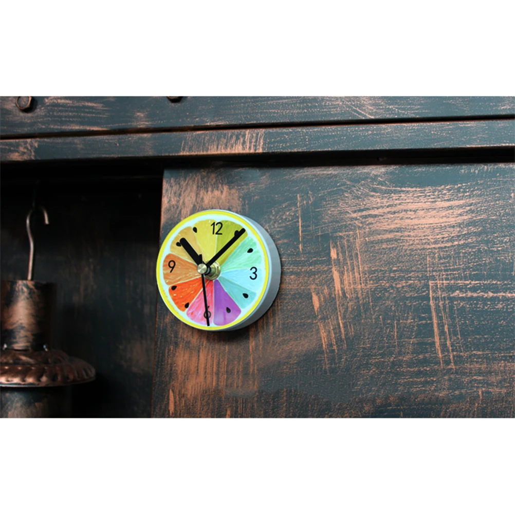 Магниты на холодильник круглые часы с фруктовым узором настенные наклейки для