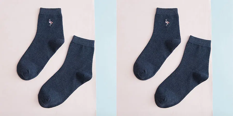 Navy blue Милые короткие носки с вышивкой из мультфильма для женщин/девочек, однотонные повседневные хлопковые носки до лодыжки, женские забавные носки - Цвет: Navy blue
