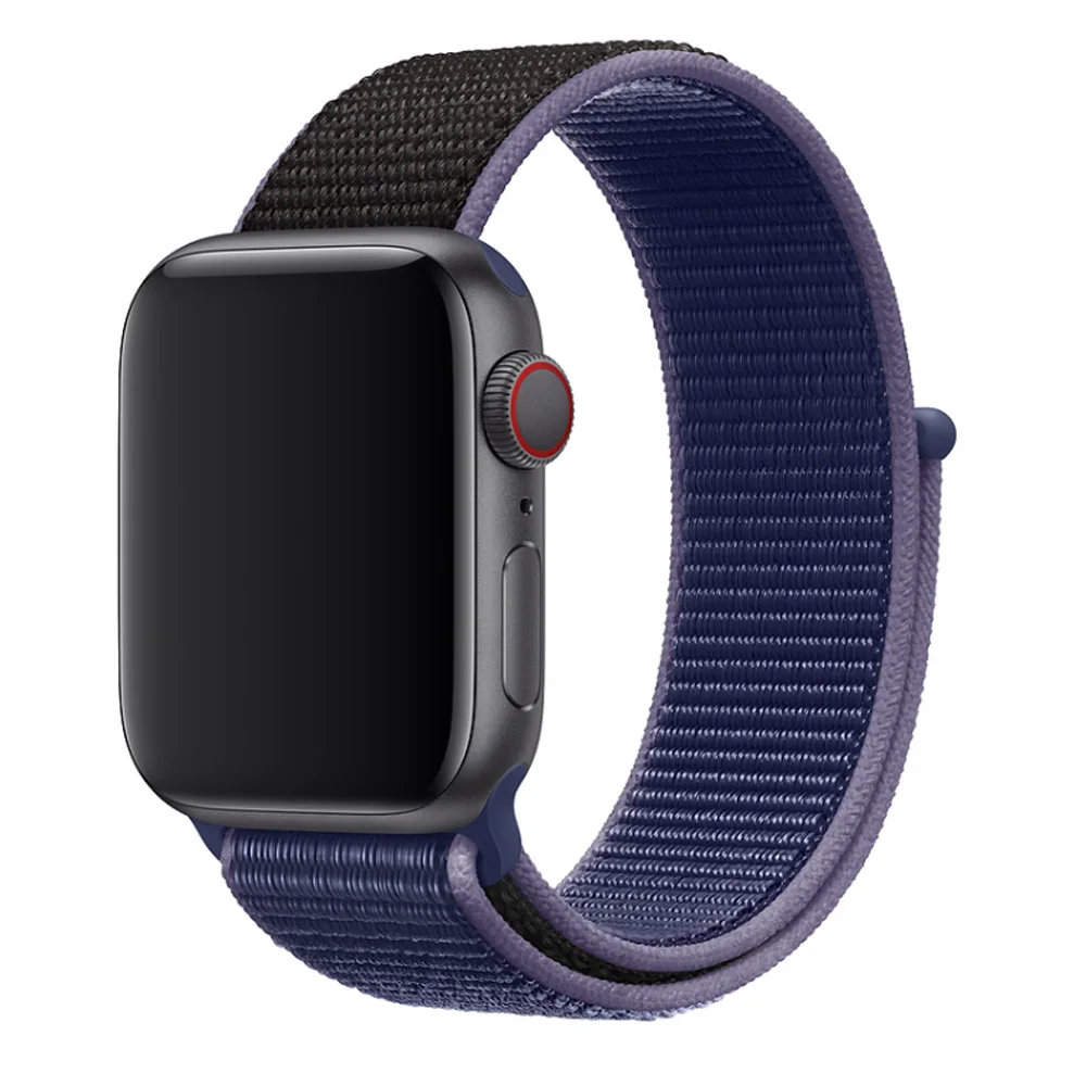 Светильник со светоотражающим браслетом, спортивный ремешок для Apple Watch, 44 мм, 42 мм, 40 мм, 38 мм, нейлоновый ремешок для iwatch, серия 5, 4, 3, 2, 1 - Цвет ремешка: New midnight blue
